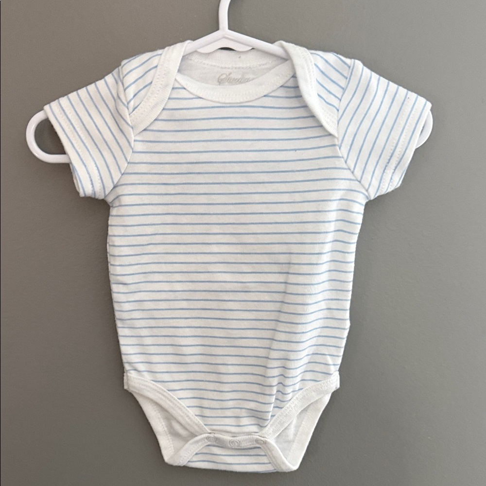 Source Unknown Blue and White Striped Bodysuit